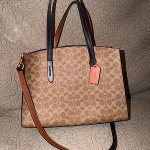 Coach Brown and Black Signature Tote